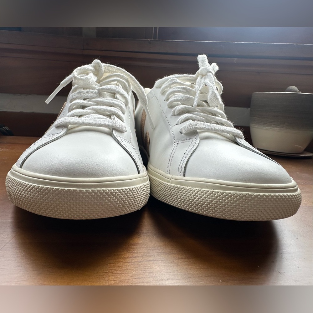 Veja White and Gold Women's Sneakers - Picture 7 of 13